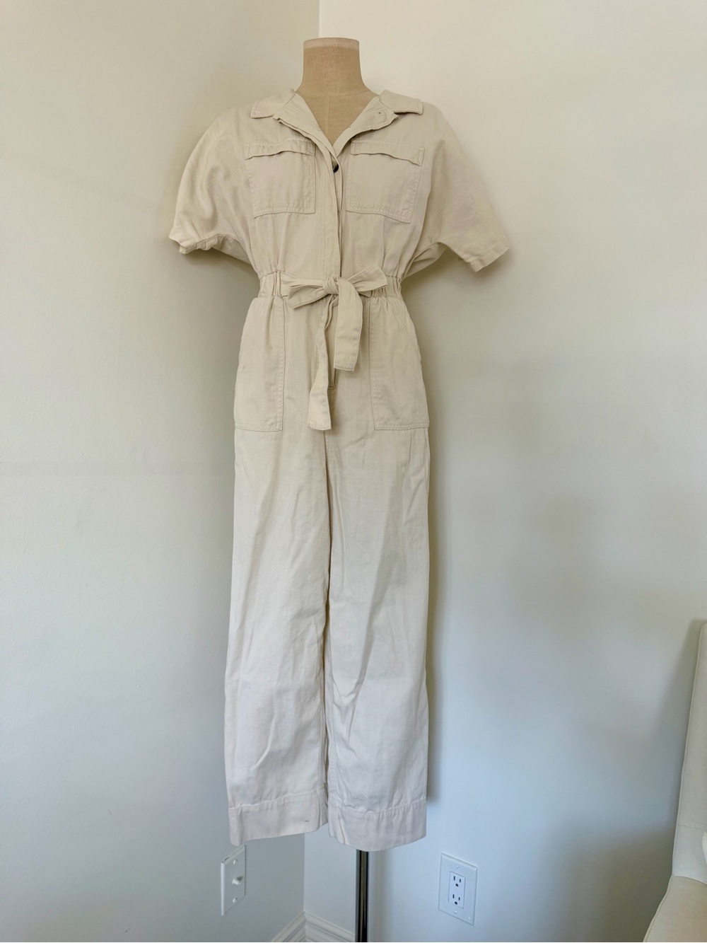 Universal Thread Cream Utility Tie-Waist Jumpsuit